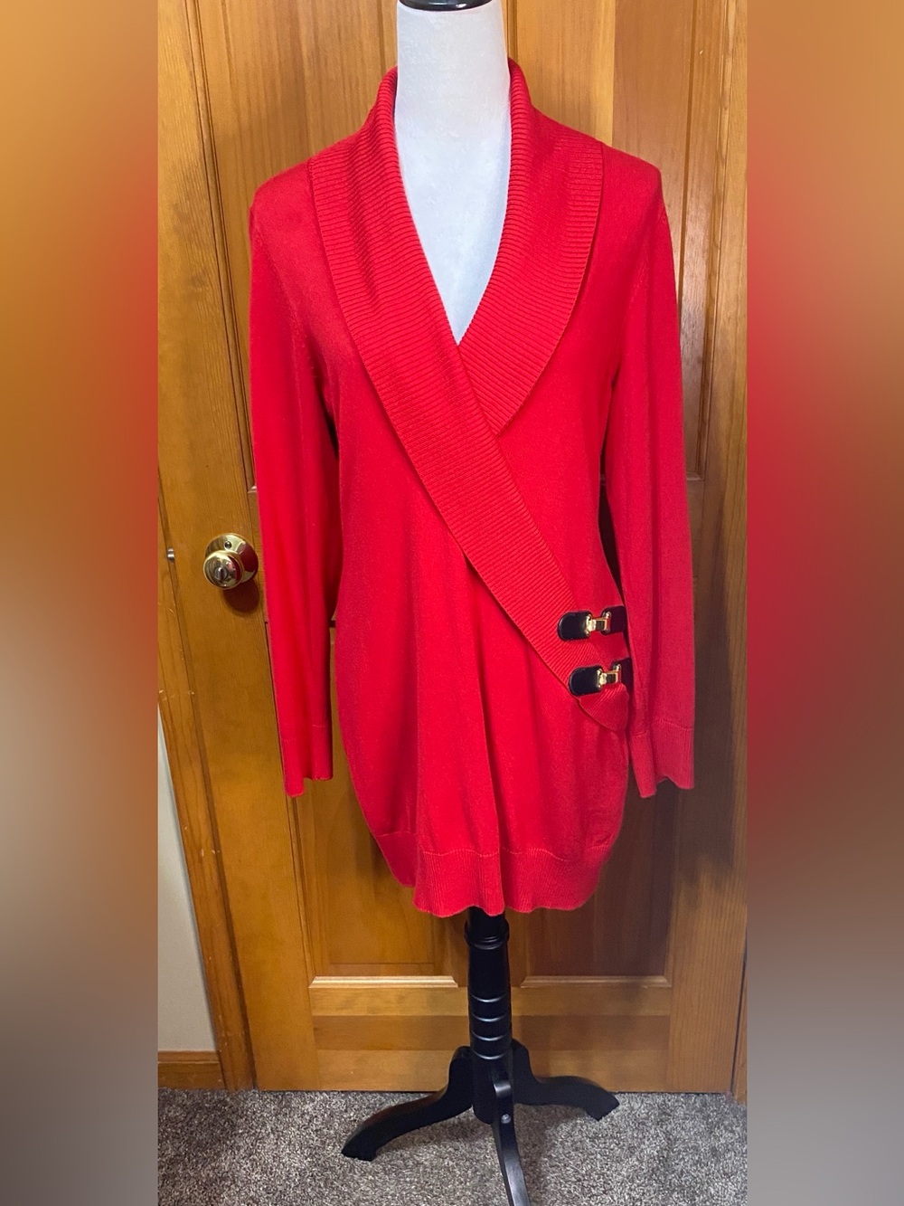 International Concepts Shawl Collar Sweater with Buckle Detail - Picture 2 of 6